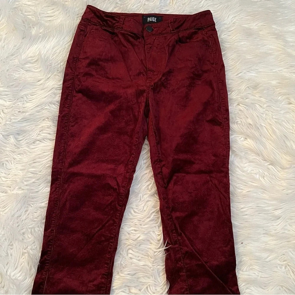 PAIGE Hoxton Ultra Skinny Velvet Corduroy Pants Dark Currant Women’s  27 - Picture 4 of 13